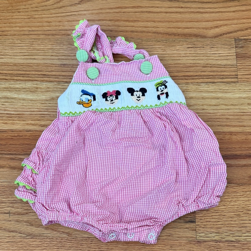 Charming Pink Gingham Diaper Cover with Cartoon Embroidery
